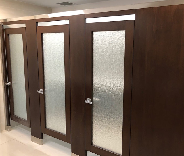 wshroom doors with window film