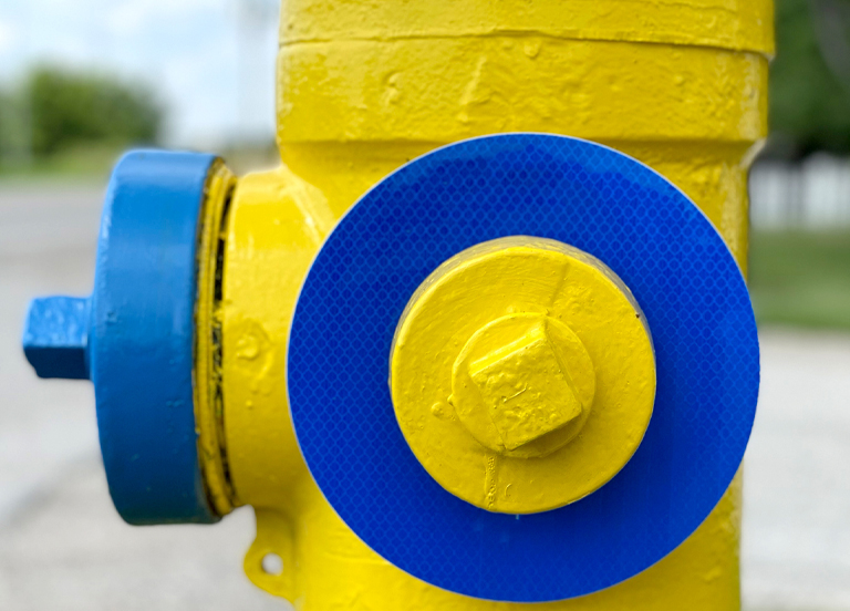 blue fire hydrant markers