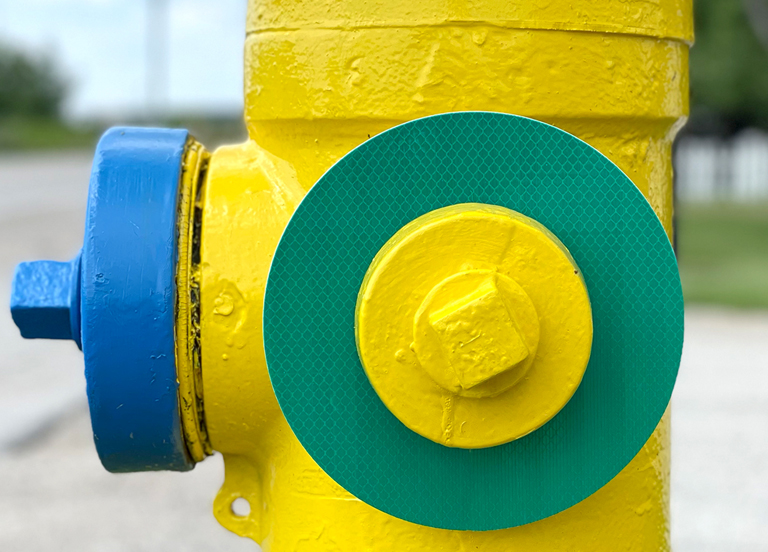 green fire hydrant markers
