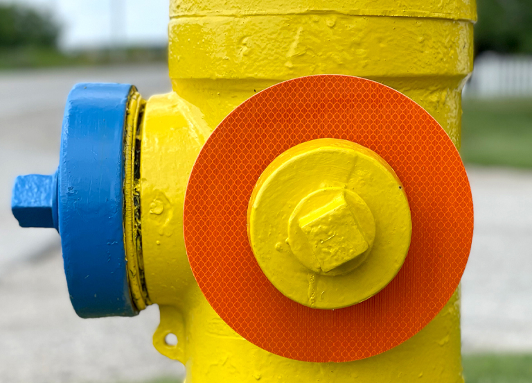 orange fire hydrant markers